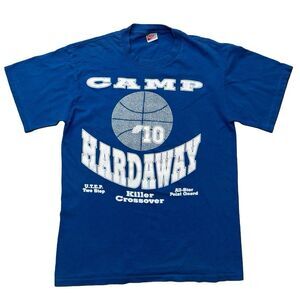 Vintage 90s Nike Camp Hardaway Basketball Tee Shirt Blue L Penny Hardaway Rare